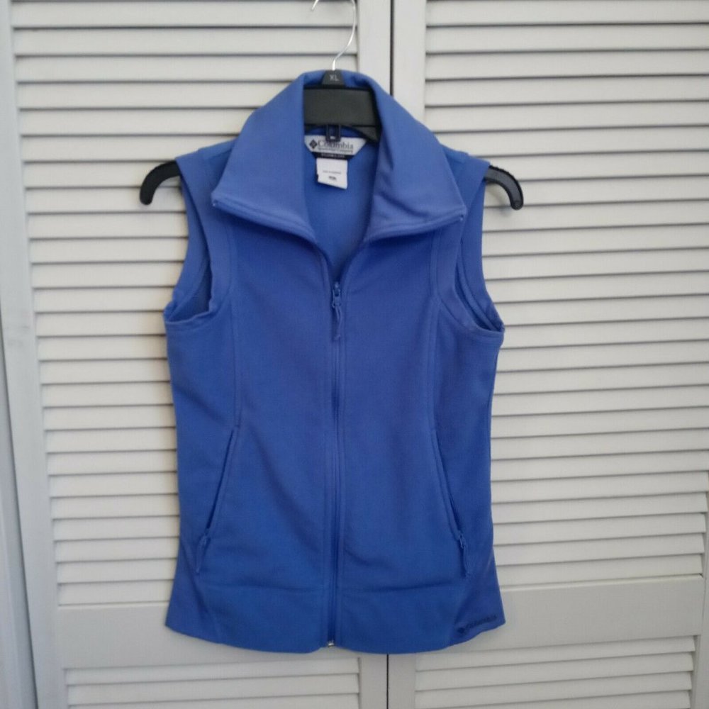 Columbia Womens Vest Size Small Fleece Blue Full Zip Pockets